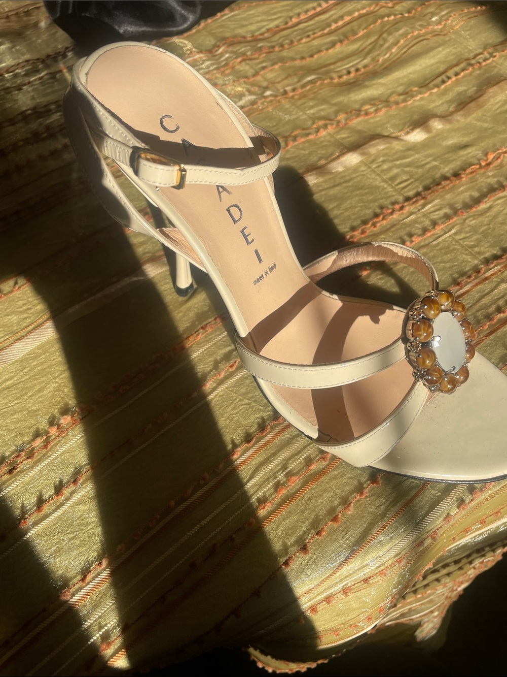 Casadei patent leather Cream Embellished Heels NW - Picture 12 of 13